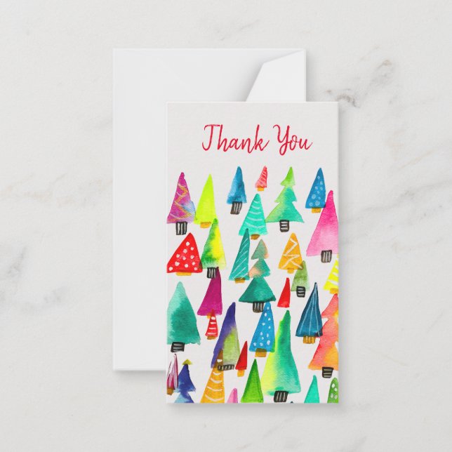 Cute watercolor Christmas trees Note Card (Front)