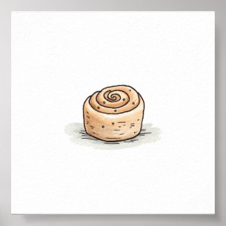 Cute Watercolor Cinnamon Roll Poster