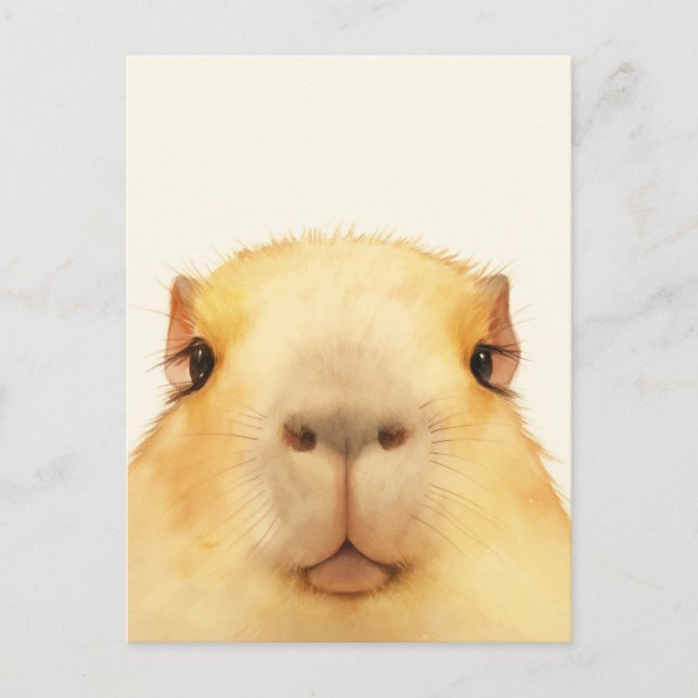 Cute Watercolor Close Up Capybara Face Postcard (Front)