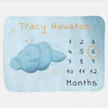 Cute Watercolor Cloud Baby Boy Blanket