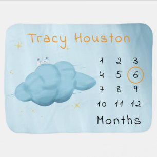 Cute Watercolor Cloud Baby Boy Blanket