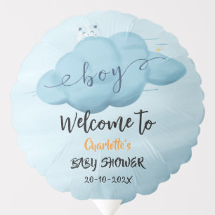 Cute Watercolor Cloud Baby Boy Shower Balloon