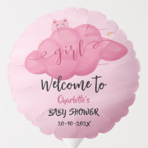 Cute Watercolor Cloud Baby Girl Shower Balloon