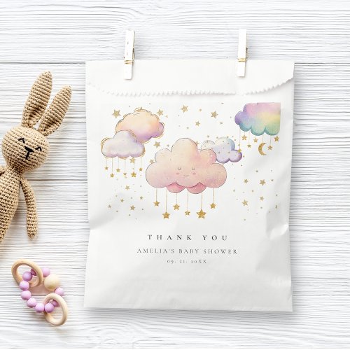 Cute Watercolor Cloud Star Baby Girl Shower Favor Bag