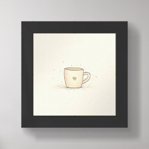 Cute Watercolor Coffee Cup With A Heart Framed Art