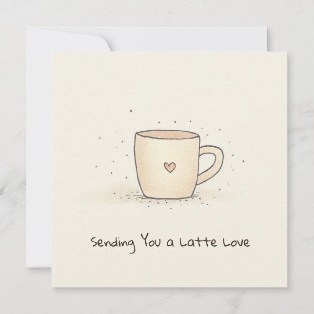 Cute Watercolor Coffee Cup With A Heart Holiday Card (Front)