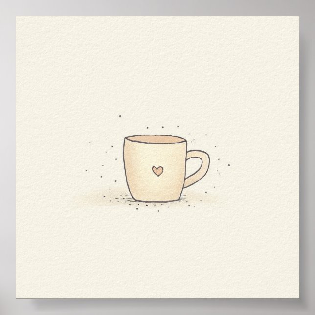 Cute Watercolor Coffee Cup With A Heart Poster (Front)