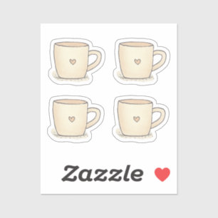 Cute Watercolor Coffee Cup With A Heart Sticker