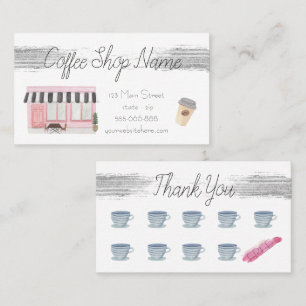 Cute Watercolor Coffee Shop Buisness Loyalty Card