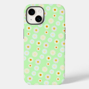 Cute watercolor colorful Daisy Pattern Green Case-Mate iPhone 14 Case