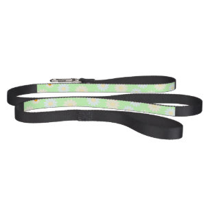 Cute watercolor colorful Daisy Pattern Green Pet Leash