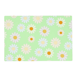Cute watercolor colorful Daisy Pattern Green Placemat