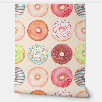 Cute Watercolor Colorful Glazed Donuts Kitchen