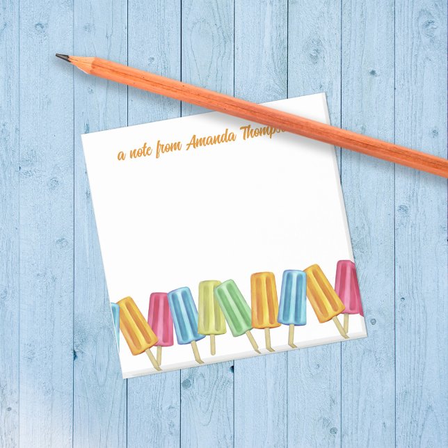 Cute Watercolor Colorful Popsicles Custom Post-it Notes (Cute colorful popsicles, custom post it notes. )