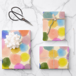 Cute Watercolor Confetti Circle Dots Pattern Wrapping Paper Sheets