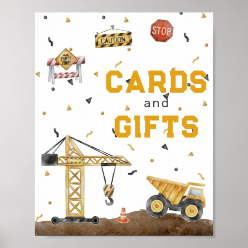 Cute Watercolor Construction Cards and Gifts Poster