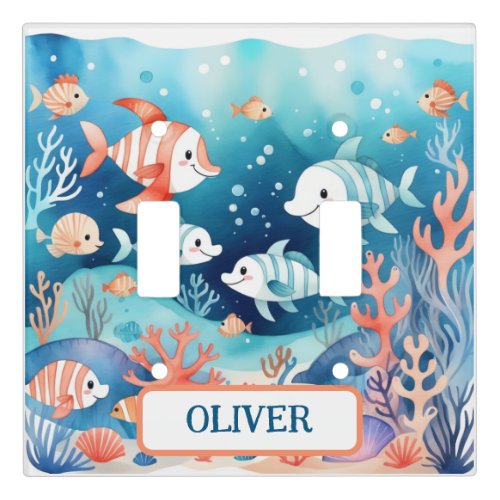 Cute Watercolor Coral Fish  Light Switch Cover