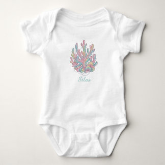 Cute Watercolor Coral Reef Personalized Baby Bodys Bodysuit