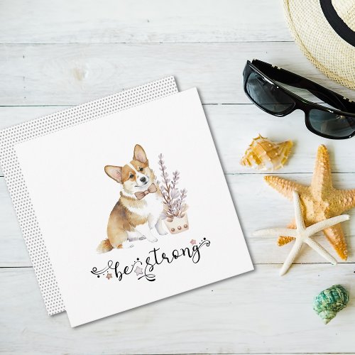 Cute Watercolor Corgi Be strong calligraphy Invitation