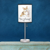 Cute Watercolor Corgi Be strong calligraphy Table Lamp
