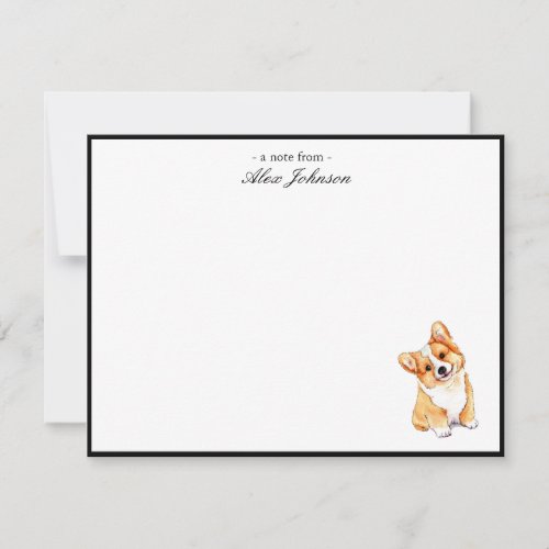 Cute Watercolor Corgi Dog Flat Thank You Card