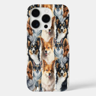 Cute Watercolor Corgi Dog Pattern iPhone 16 Pro Case