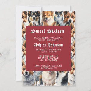 Cute Watercolor Corgi Dog Pattern Invitation