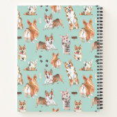 Cute Watercolor Corgi Dog Pattern Monogram Notebook (Back)