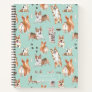 Cute Watercolor Corgi Dog Pattern Monogram Notebook