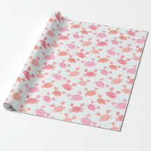 Cute Watercolor Crabs on mint stripe