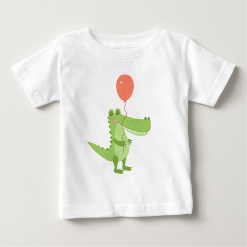 Cute Watercolor Crocodile Animal Wildlife Nature B Baby T_Shirt