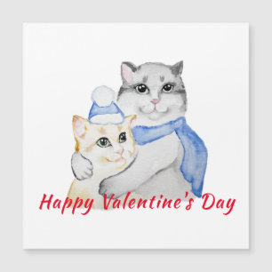 Cute watercolor cuddly cats on Valentine's Day