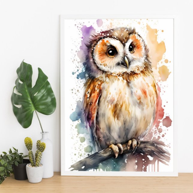 Cute Watercolor Cute Owl Woodland Nursery Poster (Creator Uploaded)
