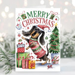 Cute Watercolor Dachshund Christmas Card<br><div class="desc">Cute watercolor Dachshund Christmas card is a fun and festive way to send holiday wishes to your friends and family. Add your personalized greeting on the back.</div>