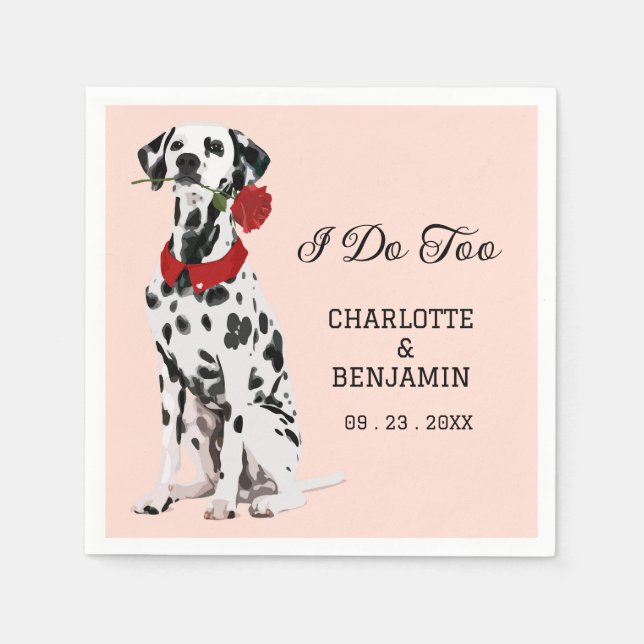 Cute Watercolor Dalmatian Dog Wedding   Napkins (Front)