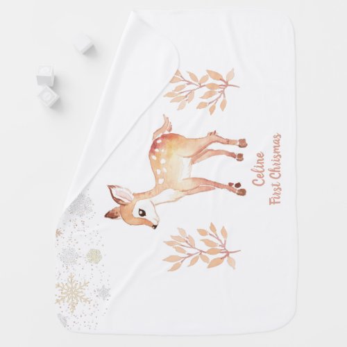 Cute watercolor deer  baby blanket