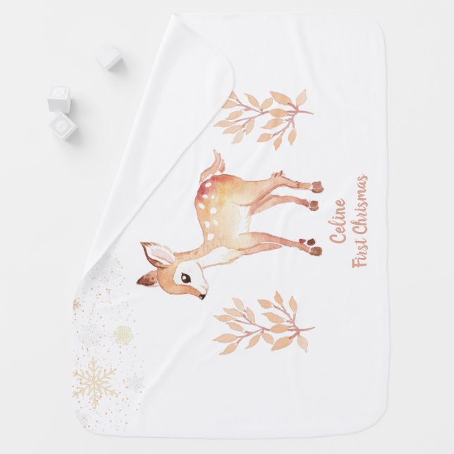 Cute watercolor deer  baby blanket (In Situ)