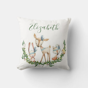 Cute watercolor deer baby throw pillow