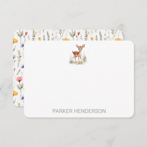 Cute Watercolor Deer Kids Stationery Thank You Card
