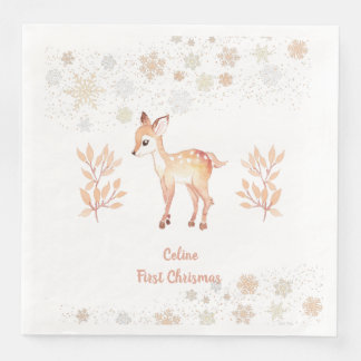 Cute watercolor deer paper dinner napkins