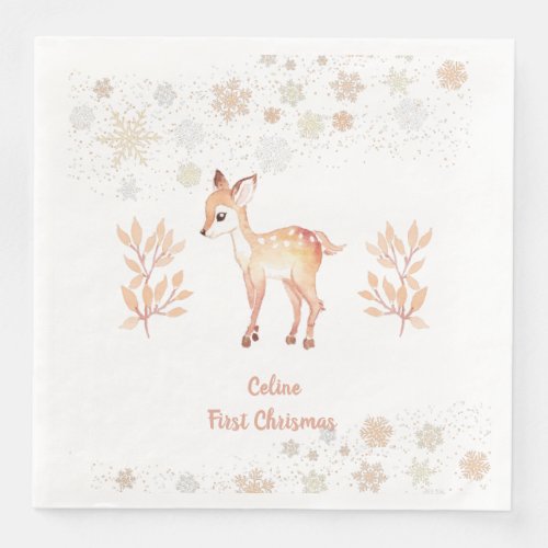 Cute watercolor deer  paper dinner napkins