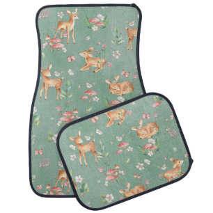 Cute Watercolor Deer Pattern Car Floor Mat