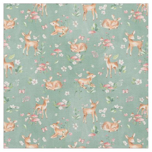 Cute Watercolor Deer Pattern Fabric