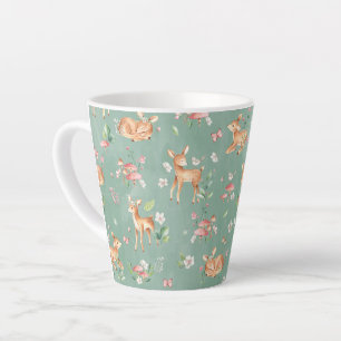 Cute Watercolor Deer Pattern Latte Mug