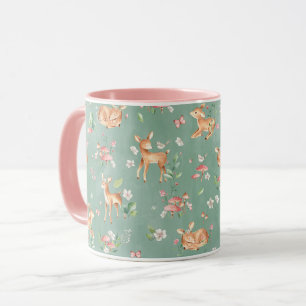 Cute Watercolor Deer Pattern Mug