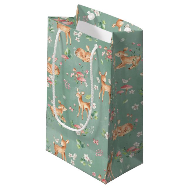 Cute Watercolor Deer Pattern Small Gift Bag (Front Angled)