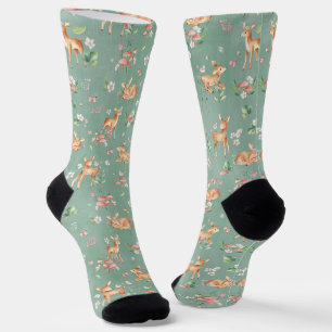 Cute Watercolor Deer Pattern Socks