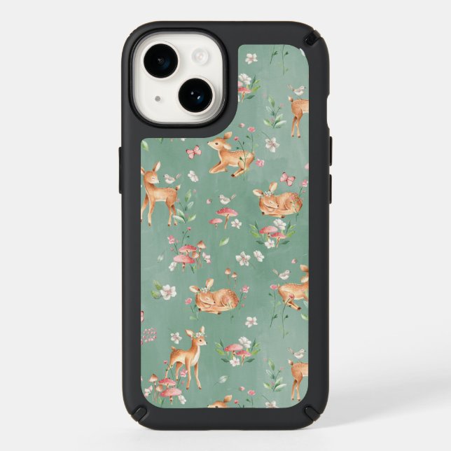Cute Watercolor Deer Pattern Speck iPhone Case (Front)