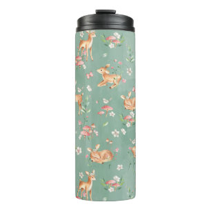 Cute Watercolor Deer Pattern Thermal Tumbler