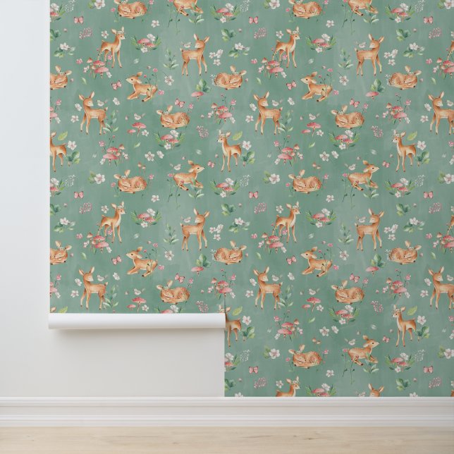 Cute Watercolor Deer Pattern Wallpaper (Application)